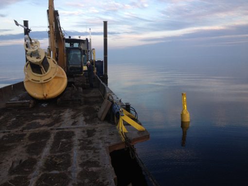 Barge Collecting Weather Buoy